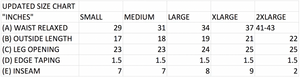 Updated size chart of our Monogram Patter Shorts (Black).